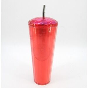 Starbucks Summer 2024 Venti Dome Tumbler Orange Pink Split Iridescent Cup